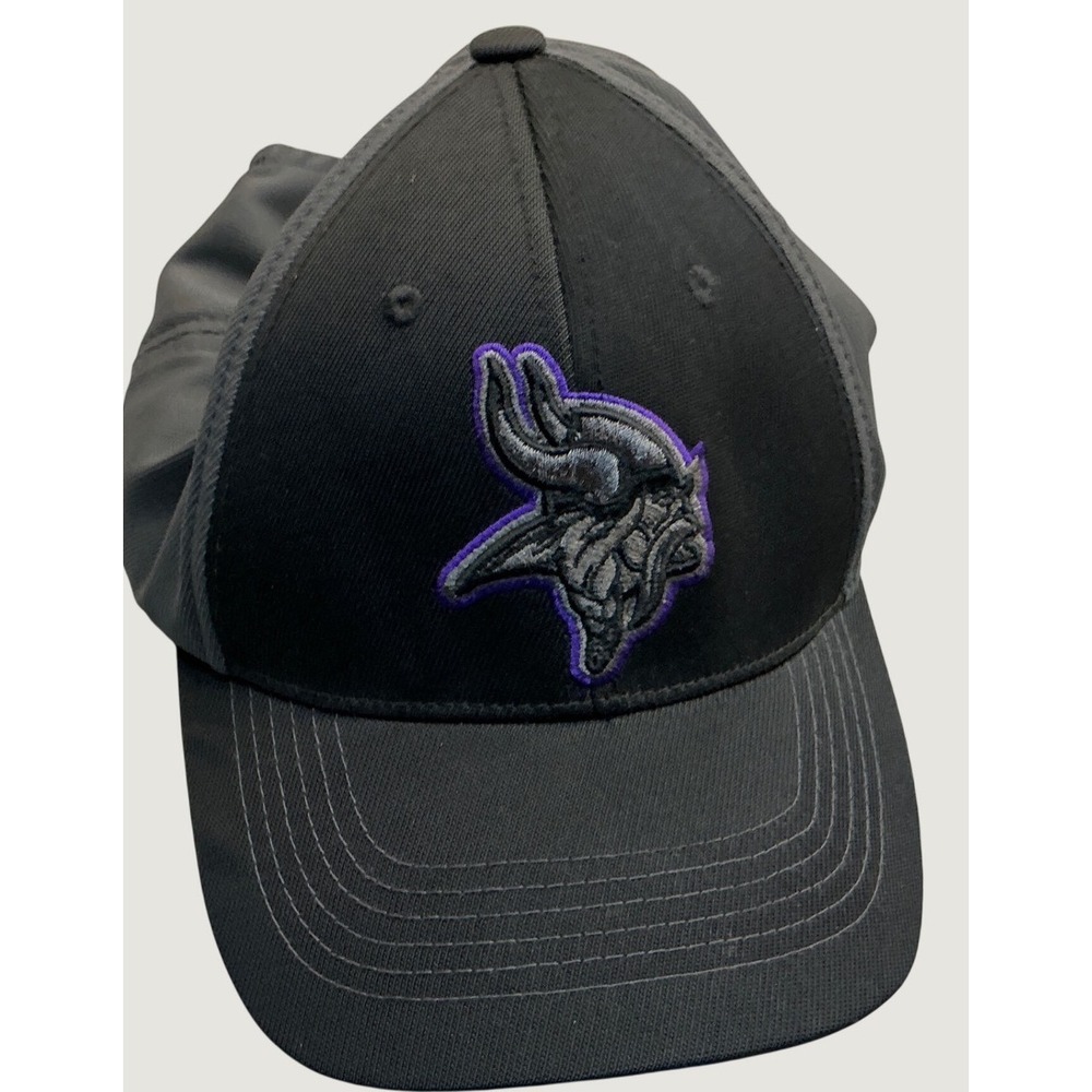 NFL Minnesota Vikings Hat Embroidered Logo Grey Black Adjustable One Size